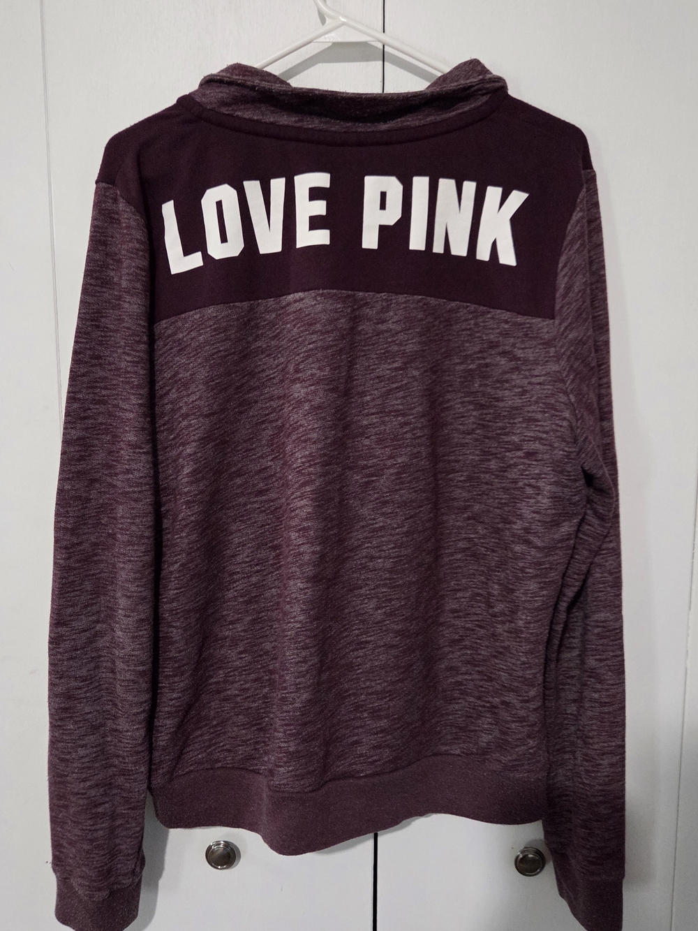 PINK Victoria's Secret Marled Plum "LOVE PINK" Pullover Sweater